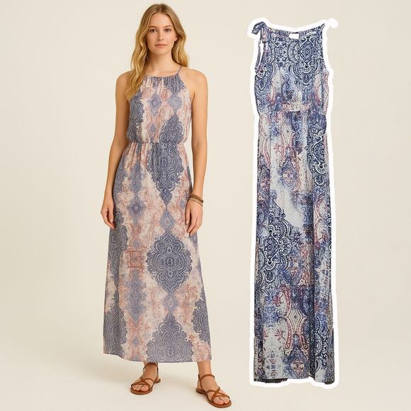 Freeway Halter Maxi Dress Sz Medium - Picture 1 of 11